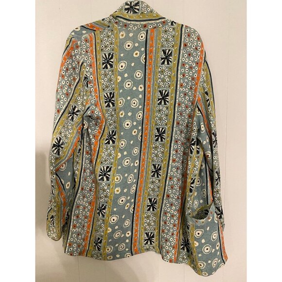 Diane Gilman 100% Silk Oversized Blazer Jacket Abstract Print Pockets Large - Picture 2 of 9